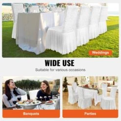 4 PCS, Universal Stretch Spandex Folding Chair With Skirt Removable Washable Protective Slipcovers, White -Vevor vevor patio chair covers ytbs4pcszkhb8ctn7v0 fa 1000