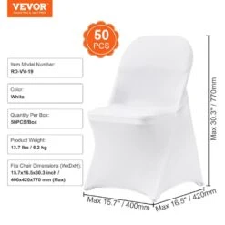 50 PCS Stretch Spandex Folding Chair Covers Universal Fitted Chair Cover Removable Washable Protective Slipcovers, White 16 50 PCS Stretch Spandex Folding Chair Covers Universal Fitted Chair Cover Removable Washable Protective Slipcovers, White -Vevor vevor patio chair covers ytbs50pcsdkqq89vlv0 76 1000