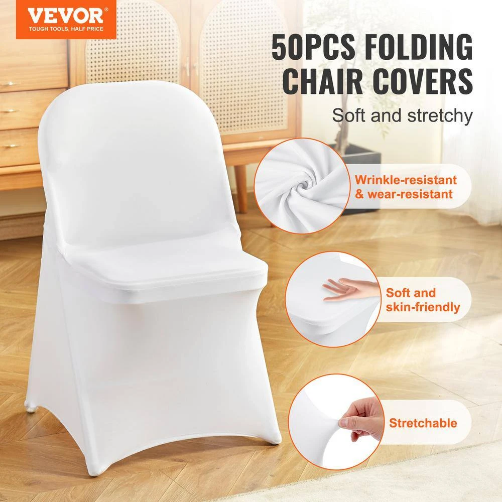 50 PCS Stretch Spandex Folding Chair Covers Universal Fitted Chair Cover Removable Washable Protective Slipcovers, White 4 50 PCS Stretch Spandex Folding Chair Covers Universal Fitted Chair Cover Removable Washable Protective Slipcovers, White - Image 2