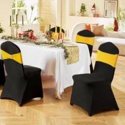 30-Pieces Stretch Spandex Folding Chair Covers Removable Washable Protective Cover For Weddings, Dining, Black -Vevor vevor patio chair covers yths30pcszkq7txo9v0 31 1000