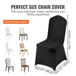 30-Pieces Stretch Spandex Folding Chair Covers Removable Washable Protective Cover For Weddings, Dining, Black -Vevor vevor patio chair covers yths30pcszkq7txo9v0 4f 1000