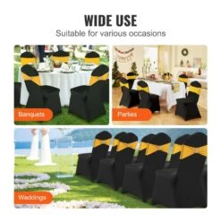 30-Pieces Stretch Spandex Folding Chair Covers Removable Washable Protective Cover For Weddings, Dining, Black -Vevor vevor patio chair covers yths30pcszkq7txo9v0 fa 1000