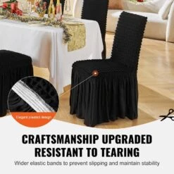 4-Piece Universal Stretch Spandex Folding Chair Covers With Skirt Removable Washable Protective Slipcovers, Black -Vevor vevor patio chair covers yths4pcszkhbw3o75v0 4f 1000