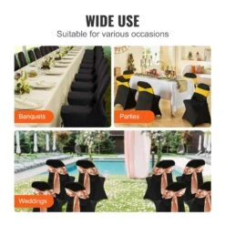 50-Pieces Stretch Spandex Folding Chair Covers Fitted Chair Cover Removable Washable Protective Slipcovers, Black -Vevor vevor patio chair covers yths50pcsdkqvpr4gv0 fa 1000