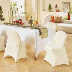 30-Pieces Stretch Spandex Folding Chair Covers, Fitted Chair Cover, Removable Washable Protective Slipcovers, White -Vevor vevor patio chair covers ytxyb30pcsdkn2auvv0 31 1000