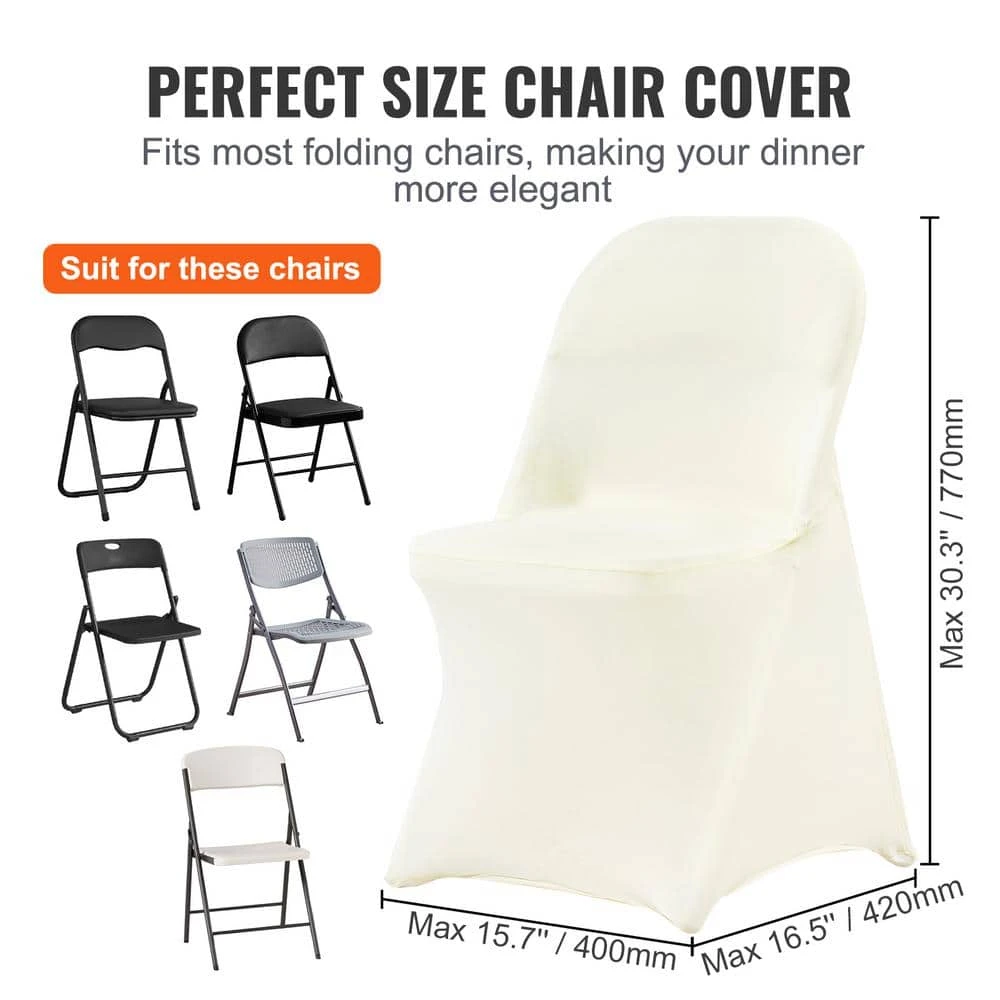 50 PCS Universal Stretch Spandex Folding Chair Covers Removable Washable Protective Slipcovers, Ivory White 5 50 PCS Universal Stretch Spandex Folding Chair Covers Removable Washable Protective Slipcovers, Ivory White - Image 3