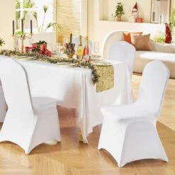 200 PCS Stretch Spandex Folding Chair Covers Universal Fitted Chair Cover Removable Washable Protective Slipcovers,White -Vevor vevor patio chair covers ytzkqb200pcsfjwfev0 31 1000