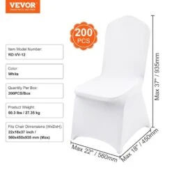 200 PCS Stretch Spandex Folding Chair Covers Universal Fitted Chair Cover Removable Washable Protective Slipcovers,White -Vevor vevor patio chair covers ytzkqb200pcsfjwfev0 76 1000