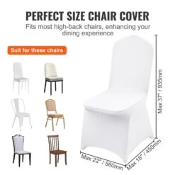 30 PCS Stretch Spandex Folding Chair Covers Universal Fitted Chair Cover Removable Washable Protective Slipcovers, White -Vevor vevor patio chair covers ytzkqb30pcsbp21njv0 4f 1000