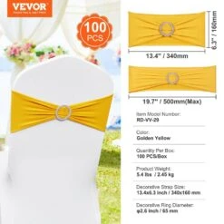 100 Pieces Stretch Spandex Chair Sashes, Chair Slipcover And Stretch Chair Sash, Yellow -Vevor vevor patio chair covers ytzsdjs100pcaucq3v0 76 1000