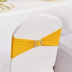 50-Pieces Stretch Spandex Chair Sashes Chair Slipcover/Cover And Stretch Chair Sash, Golden Yellow -Vevor vevor patio chair covers ytzsdjs50pcs7285wv0 31 1000