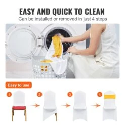 50 Set Stretch Spandex Folding Chair Covers With Chair Sashes Removable Washable Protective Slipcovers, Gold & White -Vevor vevor patio chair covers ytzsdzkzsdtzmtdkdv0 1f 1000