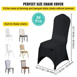 50 Pcs Black Chair Covers Polyester Spandex Stretch Slipcovers For Wedding Party Dining Banquet Arched-Front Chair Cover -Vevor vevor patio chair covers zyt50pcshsgxyt001v0 1f 1000