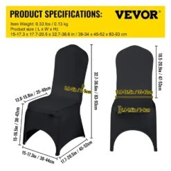 50 Pcs Black Chair Covers Polyester Spandex Stretch Slipcovers For Wedding Party Dining Banquet Arched-Front Chair Cover -Vevor vevor patio chair covers zyt50pcshsgxyt001v0 76 1000