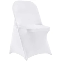 White Stretch Spandex Chair Covers 30 PCS Folding Kitchen Chairs Cover Universal Washable Slipcovers Protector