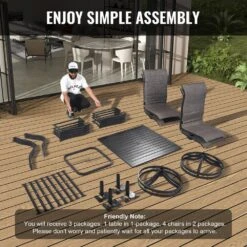 5-Pieces Patio Dining Set Outdoor Furniture Table And Swivel Chairs Set All Weather Garden Furniture Table Sets -Vevor vevor patio dining sets ltczywdxg4zyvjqrnv0 fa 1000