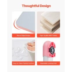 Kids Study Chair And Desk Set, Study Desk And Chair For Kids With Bookshelf And Storage Drawer, Adjustable Height Desk -Vevor vevor patio dining tables etxxzydsjk20iw519v0 fa 1000