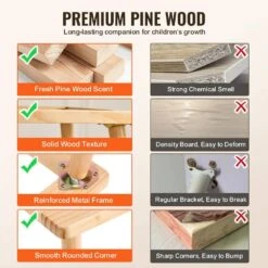 Sensory Table And Chairs Set, Toddlers Activity Table W/2 Stools 2 Storage Bins And Paper Roll Holder, Play Sand, Wooden -Vevor vevor patio dining tables ggzzdzhk2129za1kcv0 44 1000