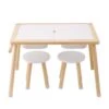 Sensory Table And Chairs Set, Toddlers Activity Table W/2 Stools 2 Storage Bins And Paper Roll Holder, Play Sand, Wooden
