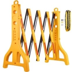 Expandable Mobile Barricade 8.3 Ft. Width Plastic Barricade Water Filled Yellow Expandable Traffic Barricade With Chain