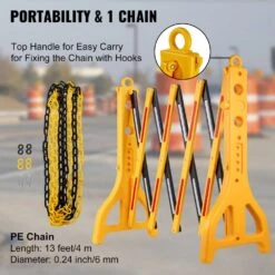 Expandable Mobile Barricade 8.3 Ft. Width Plastic Barricade Water Filled Yellow Expandable Traffic Barricade With Chain -Vevor vevor patio parts sswl8ychs1p1blt01v0 fa 1000