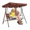 3-Seat Patio Swing Chair Outdoor Patio Swing With Adjustable Canopy Porch Swing
