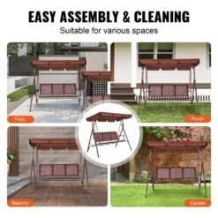 3-Seat Patio Swing Chair Outdoor Patio Swing With Adjustable Canopy Porch Swing -Vevor vevor patio swings tjqq68inx44ivddhlv0 fa 1000