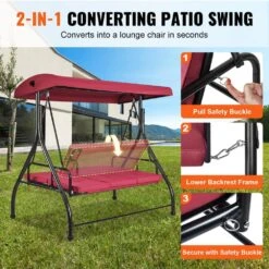 3-Seat Patio Swing Chair Converting Canopy Swing Outdoor Patio Porch With Adjustable Canopy -Vevor vevor patio swings tjqq72inx47igwkc9v0 1f 1000