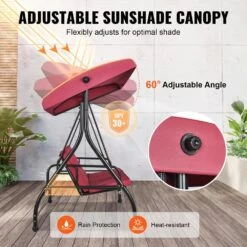 3-Seat Patio Swing Chair Converting Canopy Swing Outdoor Patio Porch With Adjustable Canopy -Vevor vevor patio swings tjqq72inx47igwkc9v0 4f 1000
