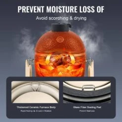 Ceramic Barbecue Grill Smoker Pellet Grills 18 In . Portable Round Outdoor Grill For Patio, Black -Vevor vevor pellet grills tcyxlyc1834505gfzv0 1f 1000