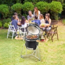 Ceramic Barbecue Grill Smoker Pellet Grills 18 In . Portable Round Outdoor Grill For Patio, Black -Vevor vevor pellet grills tcyxlyc1834505gfzv0 31 1000