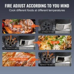 Ceramic Barbecue Grill Smoker Pellet Grills 18 In . Portable Round Outdoor Grill For Patio, Black -Vevor vevor pellet grills tcyxlyc1834505gfzv0 44 1000