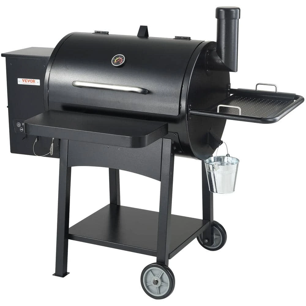 Pellet Smoker 580 Sq. In. Portable Wood Pellet Grill With Cart 8 In 1 BBQ Grill, Black 3 Pellet Smoker 580 Sq. In. Portable Wood Pellet Grill With Cart 8 In 1 BBQ Grill, Black