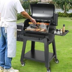 Pellet Smoker 740 Sq. In. Portable Wood Pellet Grill With Cart 8-In-1 BBQ Grill, Black -Vevor vevor pellet grills w73020160500ftz9yv1 31 1000