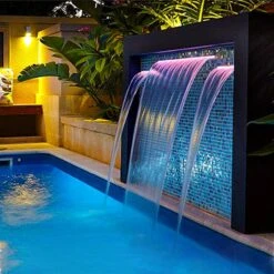 Pool Fountain 35.4 In. W X 4.5 In. D X 3.1 In. H Pool Waterfall With LED Light Waterfall Spillway With Pipe Connector -Vevor vevor pond accessories pqsbjpjswled90001v1 31 1000