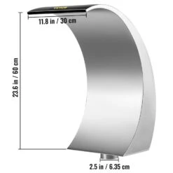 Pond Waterfall Spillway 17.7 X 11.8 X 23.6 In. Swimming Pool Waterfall With Curved Design Pool Fountain For Pool, Silver -Vevor vevor pond accessories pqsbjpjychgpt0001v0 76 1000