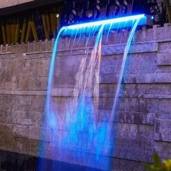 35 X 3.2 X 8.1 In. Fountain Spillway With 17 Colors Led Pool Water Fall Kit With Remote Pool Waterfalls For Pool -Vevor vevor pond accessories slpbpqaw900dbs001v1 31 1000
