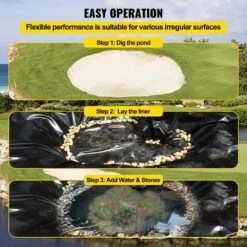 Pond Liner 20 Ft. X 15 Ft. 20 Mil Aging-Proof Pliable LLDPE Pond Liner Underlayment For Aquaculture Farm, Black -Vevor vevor pond liners fsm15x20ft0000001v0 1f 1000