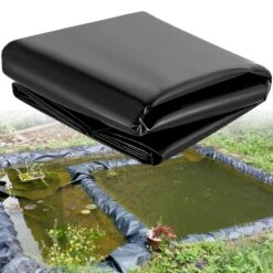 Pond Liner 20 Ft. X 25 Ft. 20 Mil Thickness High Tensile Sunlight-proof Flexible LLDPE Pond For Sewage Tank, Black -Vevor vevor pond liners fsm20x25ft0000001v0 31 1000