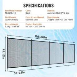 Security Pool Fence 4 Ft. X 12 Ft. Removable Pool Fence 1000D PVC Fabric Pool Fencing Mesh With Aluminum Poles -Vevor vevor pool fences kcxycwll412ft18uyv0 76 1000