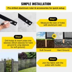 4 Ft. X 48 Ft. Black Hook Buckle Connected Removable Pool Fence For In-ground Pools With Pool Safety Fence Section Kit -Vevor vevor pool fences kcxycwll448ft9uo3v0 fa 1000