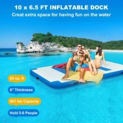 Inflatable Floating Dock 10 X 6.5 Ft. Floating Platform 5-6 People Inflatable Swim Platform With Electric Air Pump -Vevor vevor pool floats ft10x6 5qb0000001v1 4f 1000