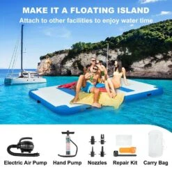 Inflatable Floating Dock 10 X 6.5 Ft. Floating Platform 5-6 People Inflatable Swim Platform With Electric Air Pump -Vevor vevor pool floats ft10x6 5qb0000001v1 fa 1000