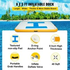 Floating Platform 8 X 5 Ft. Inflatable Floating Dock With Electric Air Pump Inflatable Swim Platform 4-6 People -Vevor vevor pool floats ft8x5qb0000000001v1 4f 1000