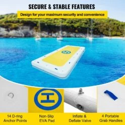 12 Ft. X 6 Ft., 6 In. Inflatable Dock Floating Platform Thick Swim Dock 3-Person-5-Person Capacity For Pool Beach Ocean -Vevor vevor pool floats ftmc12x6110vkd2v9v1 1f 1000