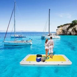 12 Ft. X 6 Ft., 6 In. Inflatable Dock Floating Platform Thick Swim Dock 3-Person-5-Person Capacity For Pool Beach Ocean -Vevor vevor pool floats ftmc12x6110vkd2v9v1 31 1000