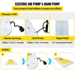 12 Ft. X 6 Ft., 6 In. Inflatable Dock Floating Platform Thick Swim Dock 3-Person-5-Person Capacity For Pool Beach Ocean -Vevor vevor pool floats ftmc12x6110vkd2v9v1 44 1000