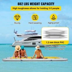 12 Ft. X 6 Ft., 6 In. Inflatable Dock Floating Platform Thick Swim Dock 3-Person-5-Person Capacity For Pool Beach Ocean -Vevor vevor pool floats ftmc12x6110vkd2v9v1 4f 1000
