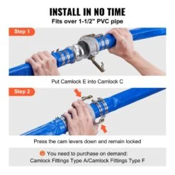 Backwash Hose 50 Ft. X 2 In. PVC Flat Discharge Hose With Aluminum Camlock C And E Fittings Clamps For Pump Sand Filter -Vevor vevor pool hoses fcxrg250ftpvcm9txv0 1f 1000