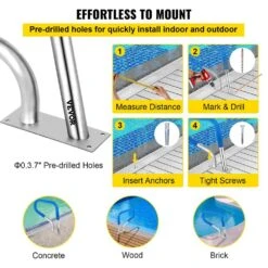 Pool Rail 30 In. X 22 In. Pool Railing Stainless Steel Silver Rustproof Pool Handrail For Above Ground Pool -Vevor vevor pool ladders bxgycfs3w30x22yc1v0 44 1000